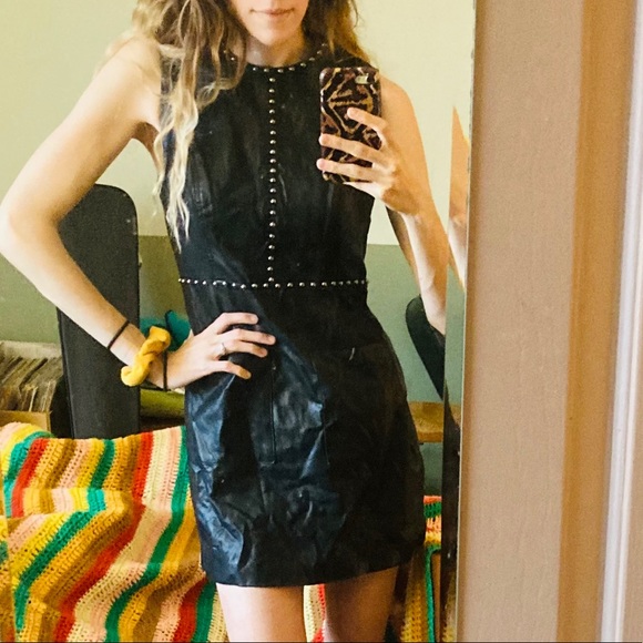 Forever 21 Black Leather Rivet Dress - Picture 8 of 12
